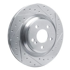 Mercedes-Benz SL400 Brake Rotor (1) - Rear Right - R1 Concepts - Drilled & Slotted - Silver - `13-`20